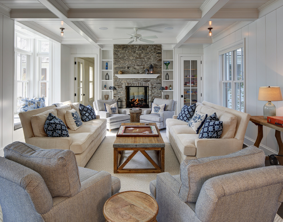 Inspiration for a coastal living room remodel in Milwaukee