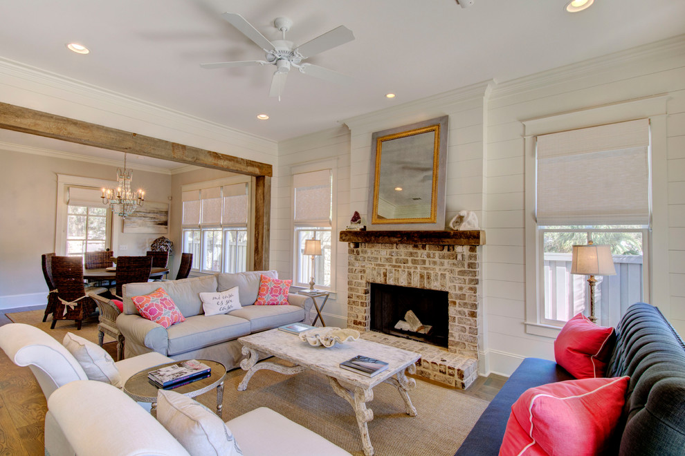 Photo of a beach style living room in Dallas.
