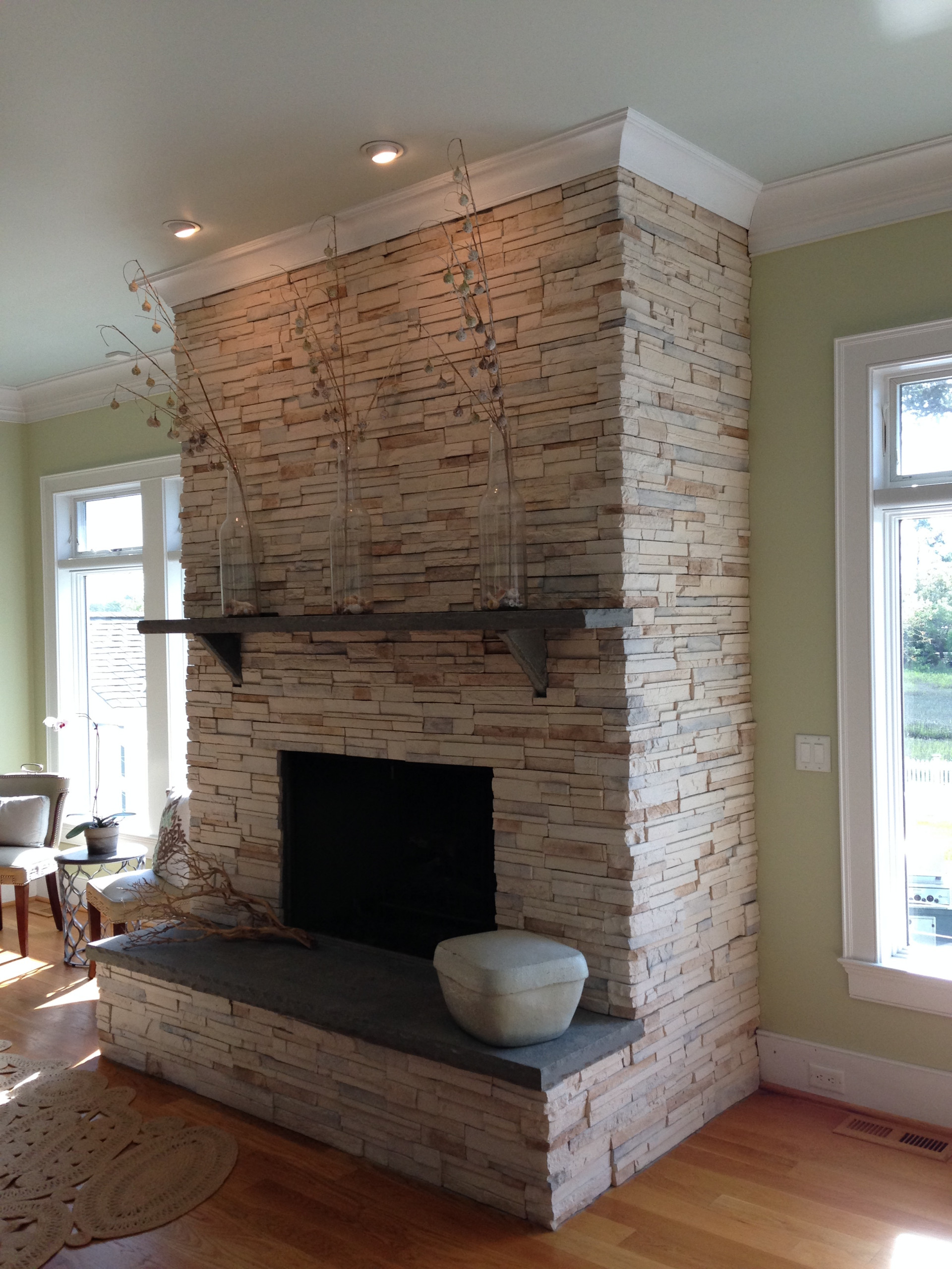 Contemporary Stone Fireplace Houzz