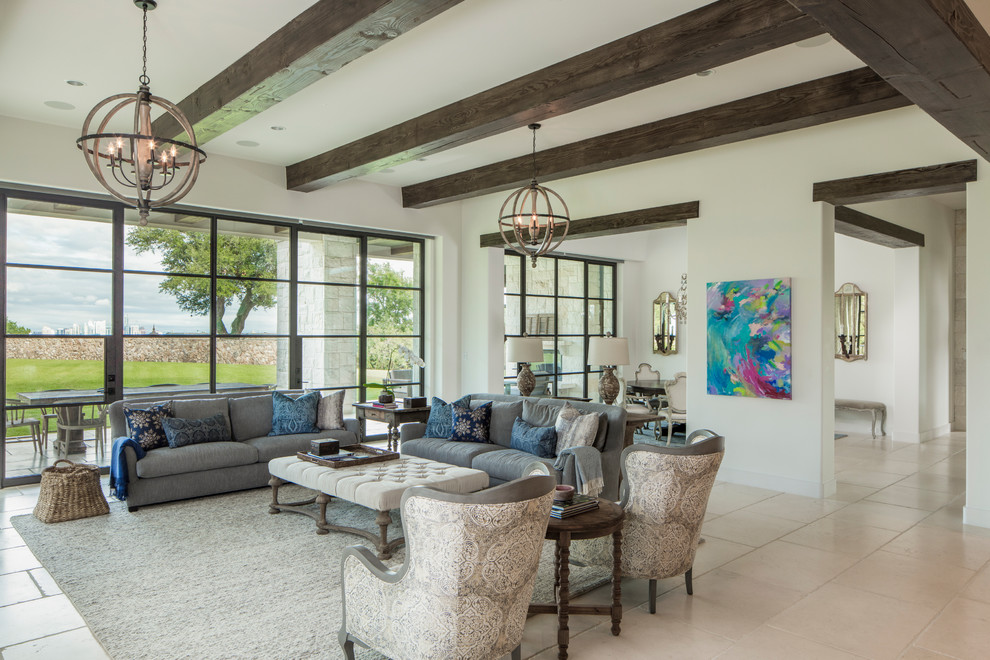 This is an example of a farmhouse living room in Austin.