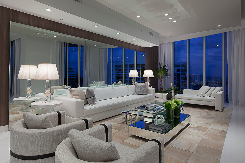 Living room - huge modern living room idea in Miami