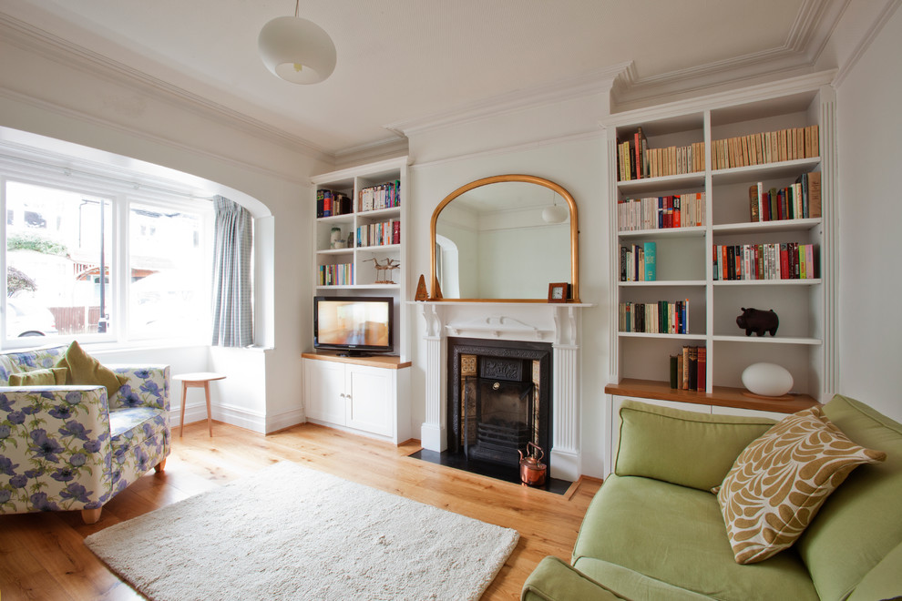 Bespoke Alcove Units Transitional Living Room London by