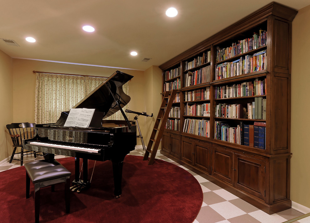 Living room library - traditional living room library idea in DC Metro
