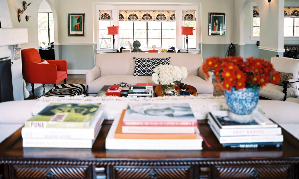 Large trendy living room photo in Los Angeles