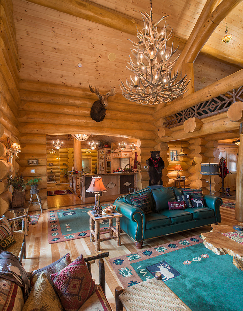 Big Moose, New York Log Home Rustic Living Room New York by