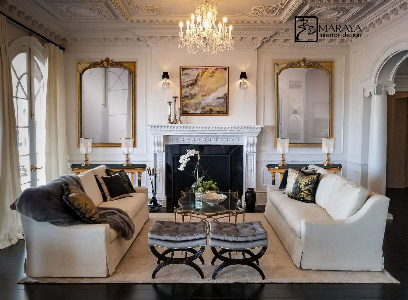 Black And Gold Living Room - Traditional - Living Room - By Maraya Interior  Design | Houzz