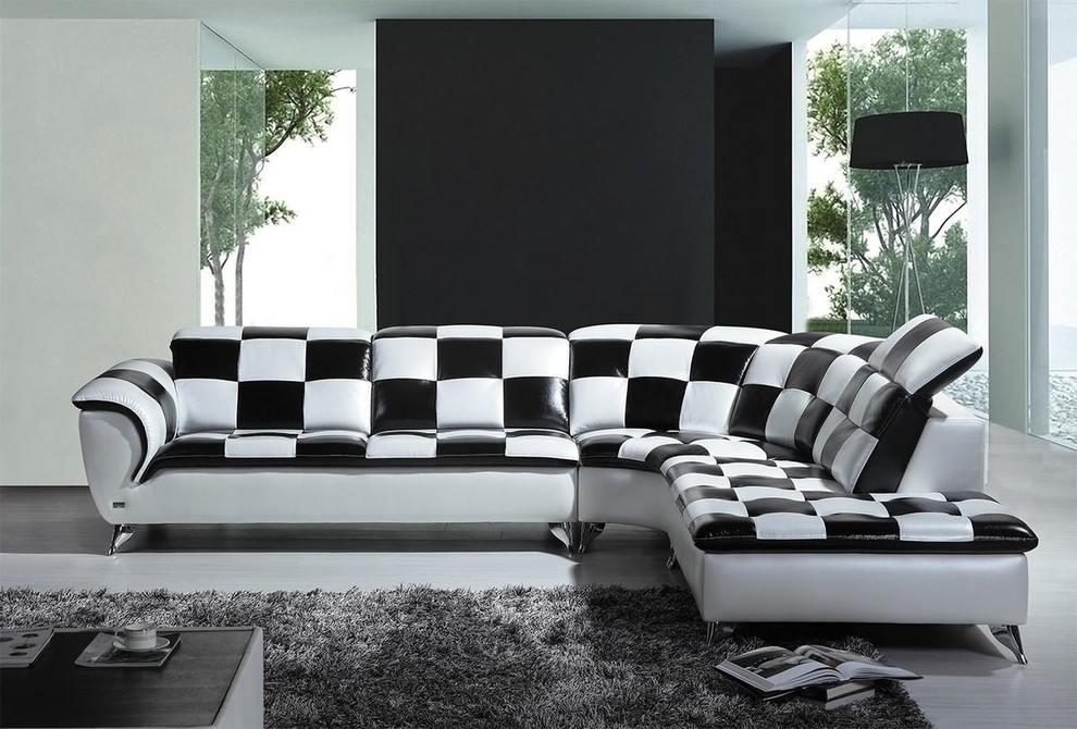 Black And White Checd Leather, Black And White Leather Furniture