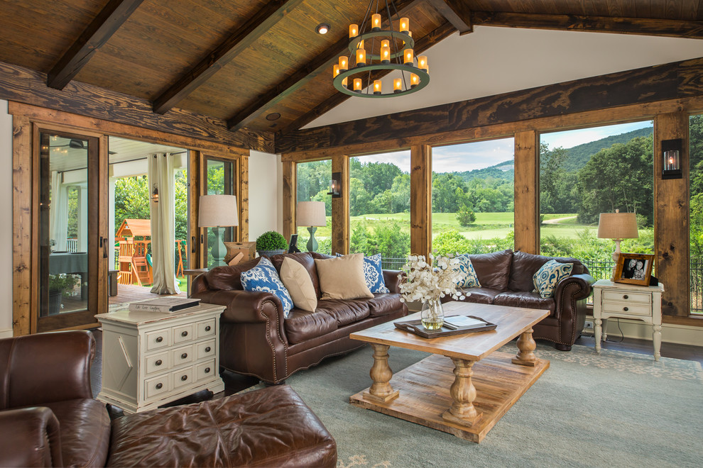 Mountain style formal living room photo in Other
