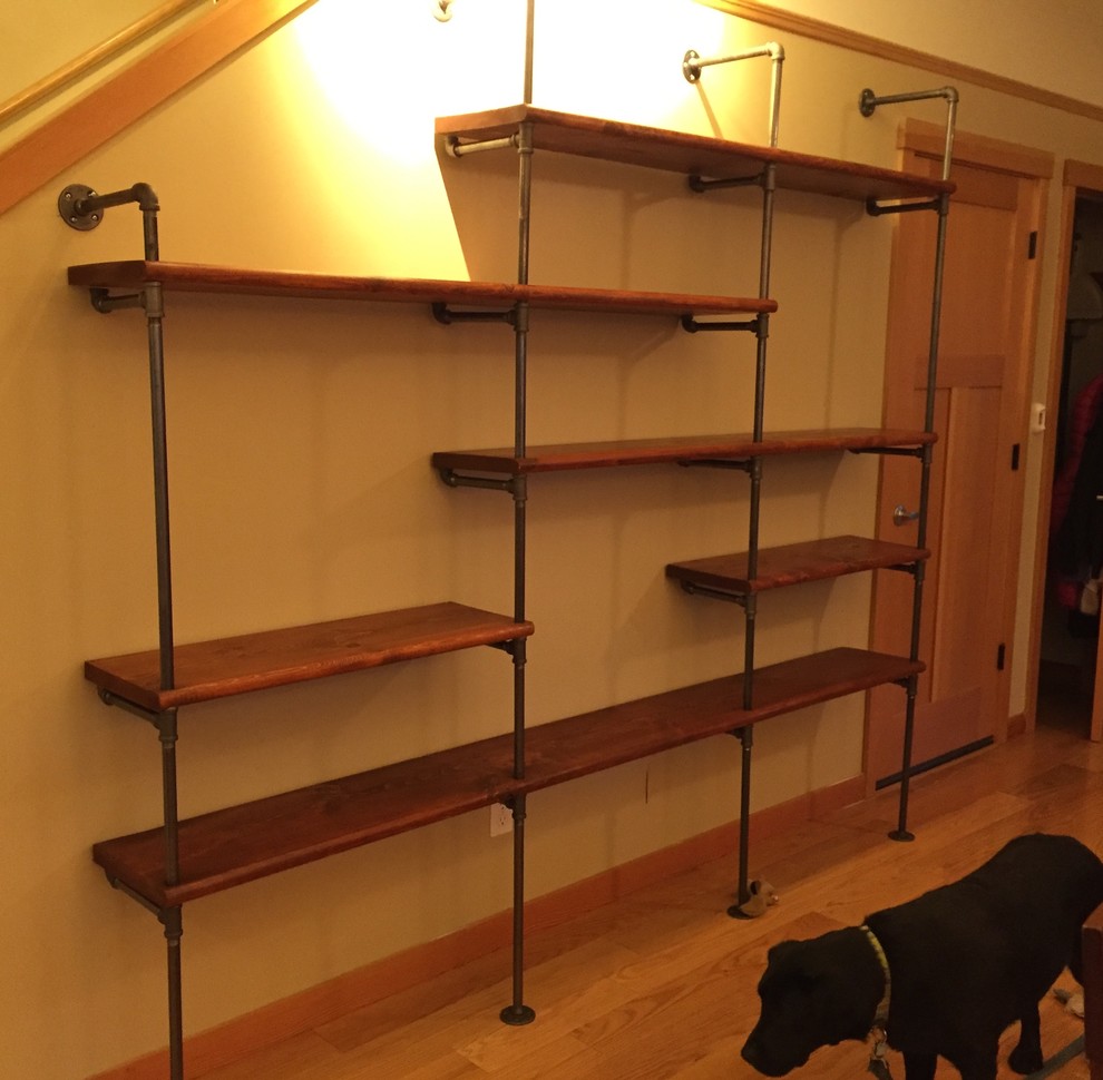 Black Iron Pipe Shelves - Transitional - Living Room - Portland | Houzz