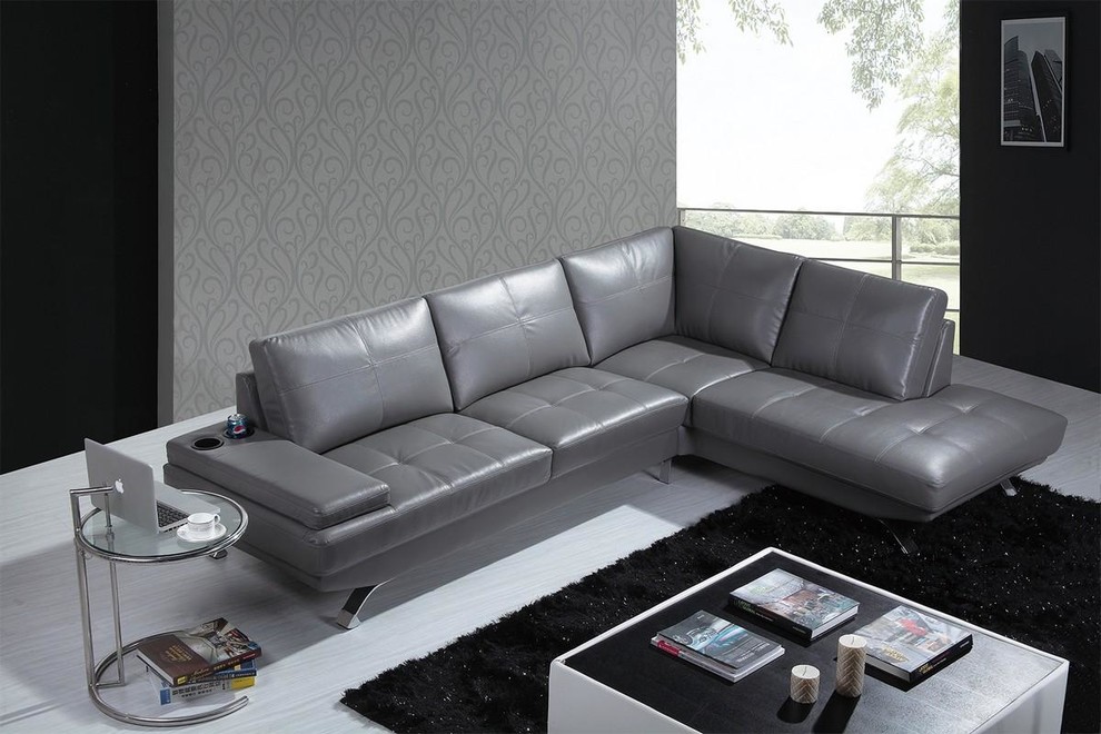 Black Leather Sectional Sofa With Cup Holders Modern Living Room Los Angeles By Eurolux Furniture - Sectional Sofas With Cup Holders Black Leather Sectional Sofa With Cup Holders Modern Living Room Los Angeles By Eurolux Furniture - Sectional Sofas With Cup Holders