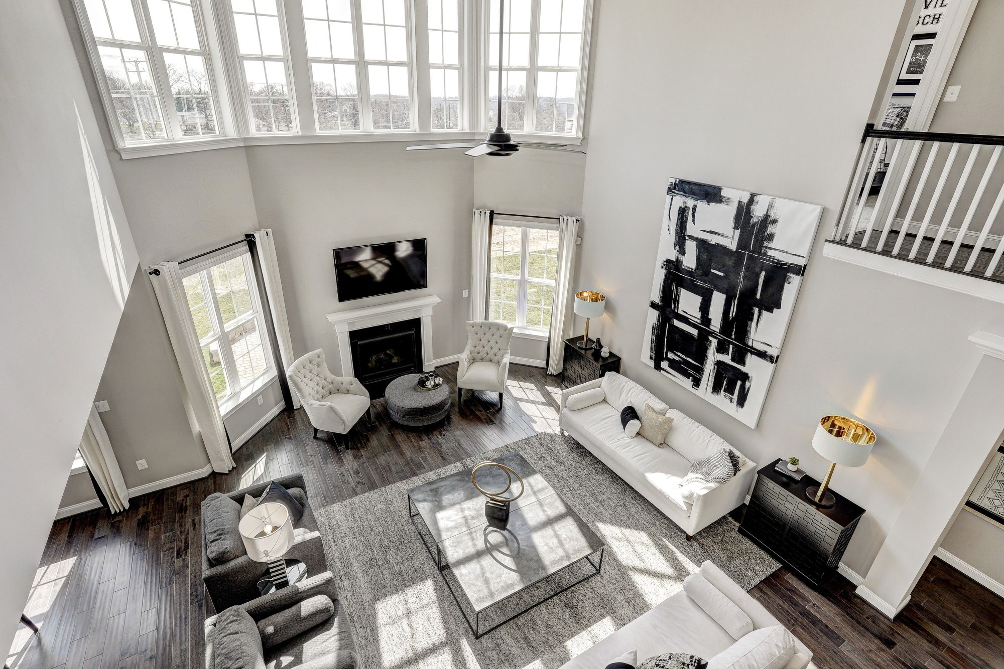 Black White Gold Open Concept Living Room Modern Living Room Dc Metro By Candice Prather Interiors Houzz