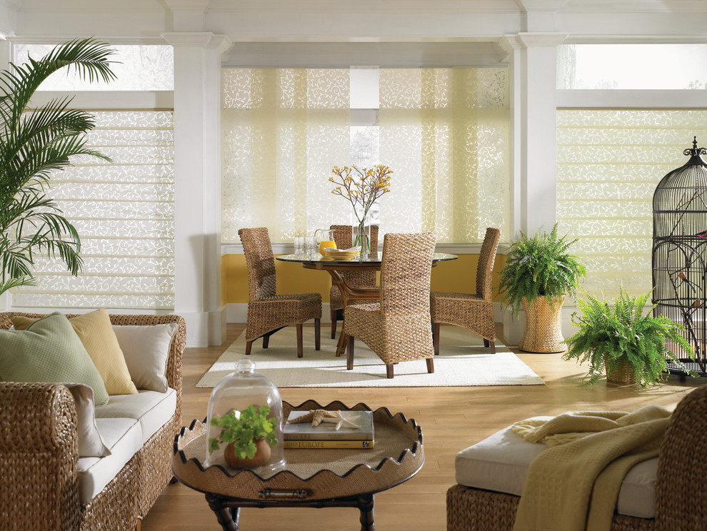 Blinds, Draperies, Shutters - Beach Style - Living Room - Miami - by ...