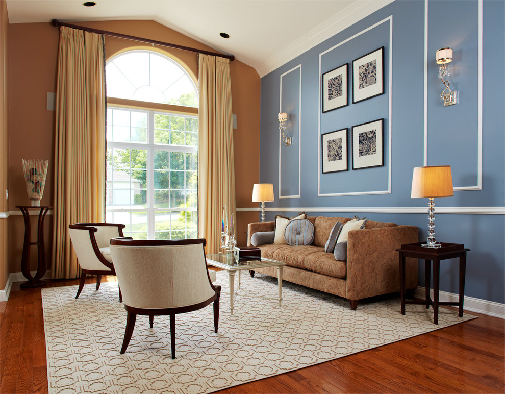 Blue & Gold Living Room - Traditional - Living Room - New York - by ...