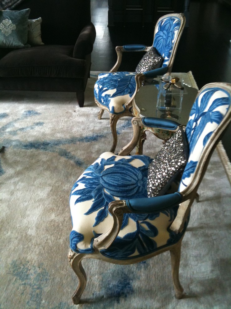 Blue French Chairs Traditional Living Room Seattle by H Diaz