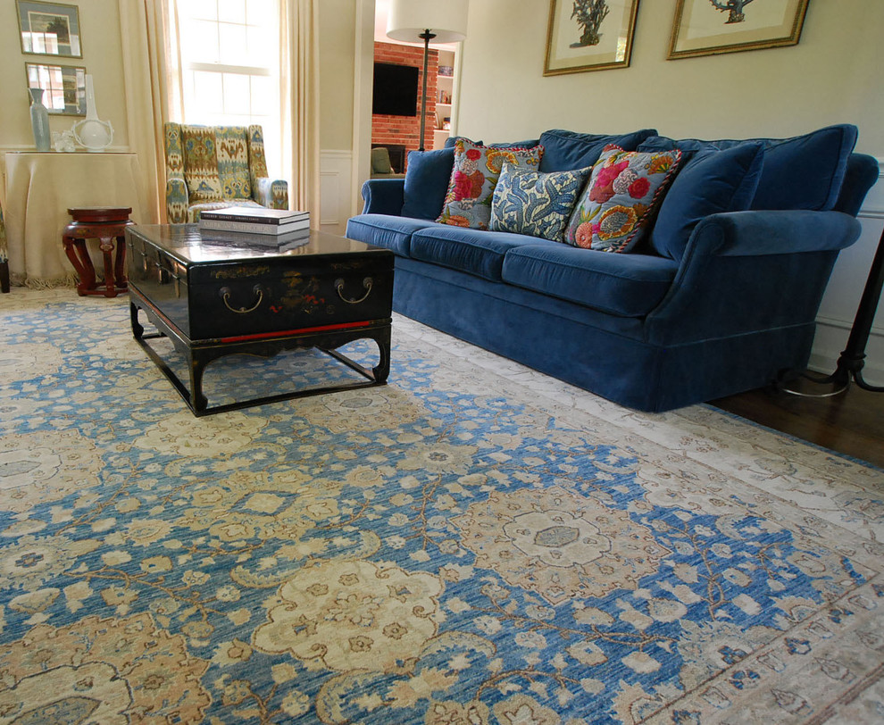Blue Pak Ushak Living Room Transitional Living Room Chicago by Job Youshaei Rug Company