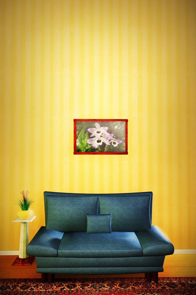 Blue Sofa, Yellow Wall Eclectic Living Room Other by Marissa