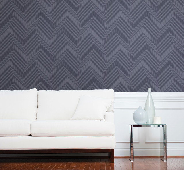 Blue Wallpaper Contemporary Living Room Boston by Brewster Home Fashions Houzz AU