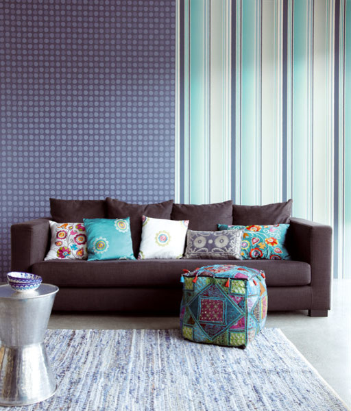 Blue Wallpaper by Eijffinger Contemporary Living Room Boston by