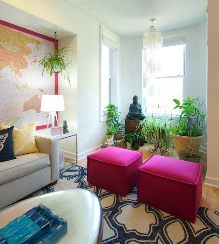 Bohemian Modern EcoFriendly DC Row House Living Room DC Metro by