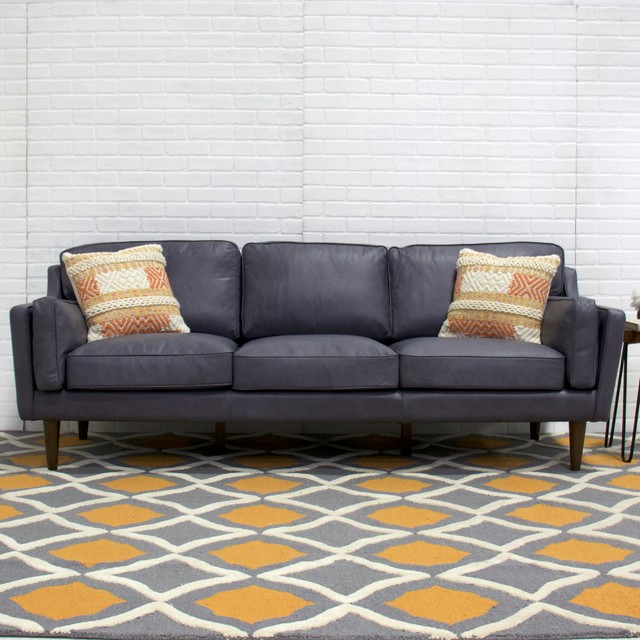 Bolton Leather Sofa Grey Midcentury Living Room Houston by