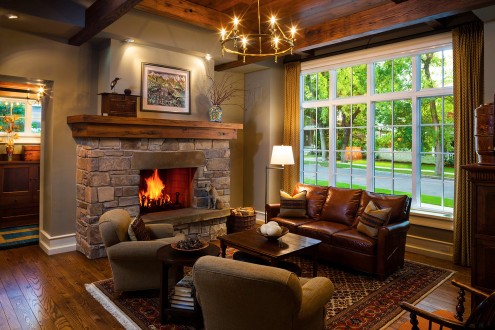 Elegant living room photo in Other with gray walls
