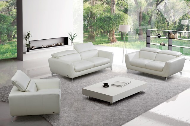 Bond Modern Sofa Set White Leather