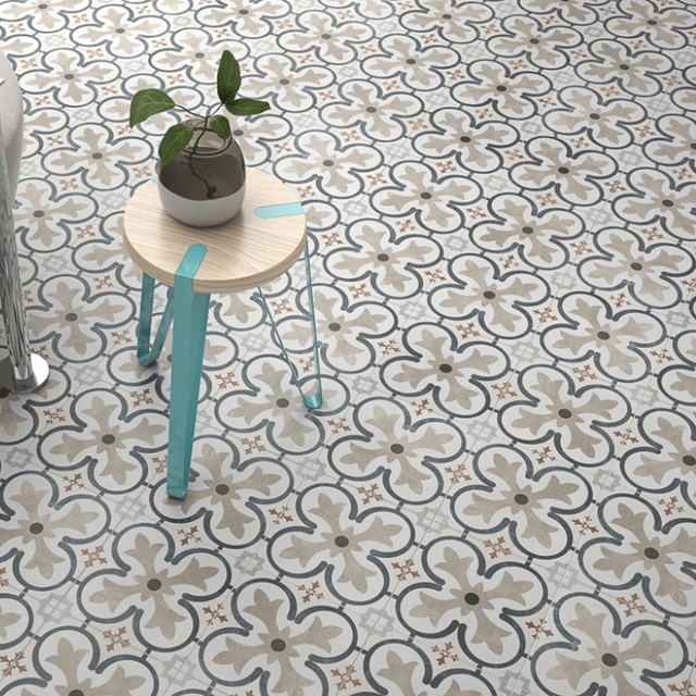 Boulevard Grey and Beige Patterned Floor Tiles Direct Tile Warehouse Victorian Living Room