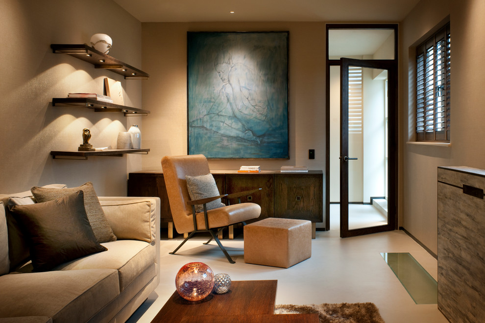 This is an example of a contemporary enclosed living room in London.