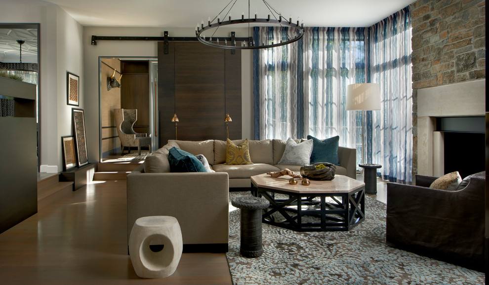 Стильный дизайн: парадная гостиная комната в современном стиле без телевизора - последний тренд
