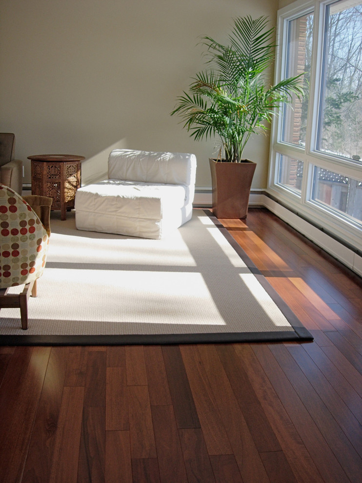 Brazilian Mahogany Hardwood Floor Installation Contemporary Living
