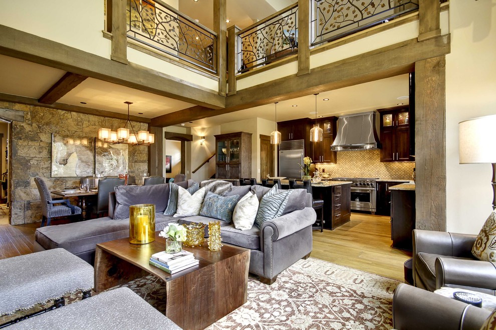 Inspiration for a contemporary open plan living room in Denver.