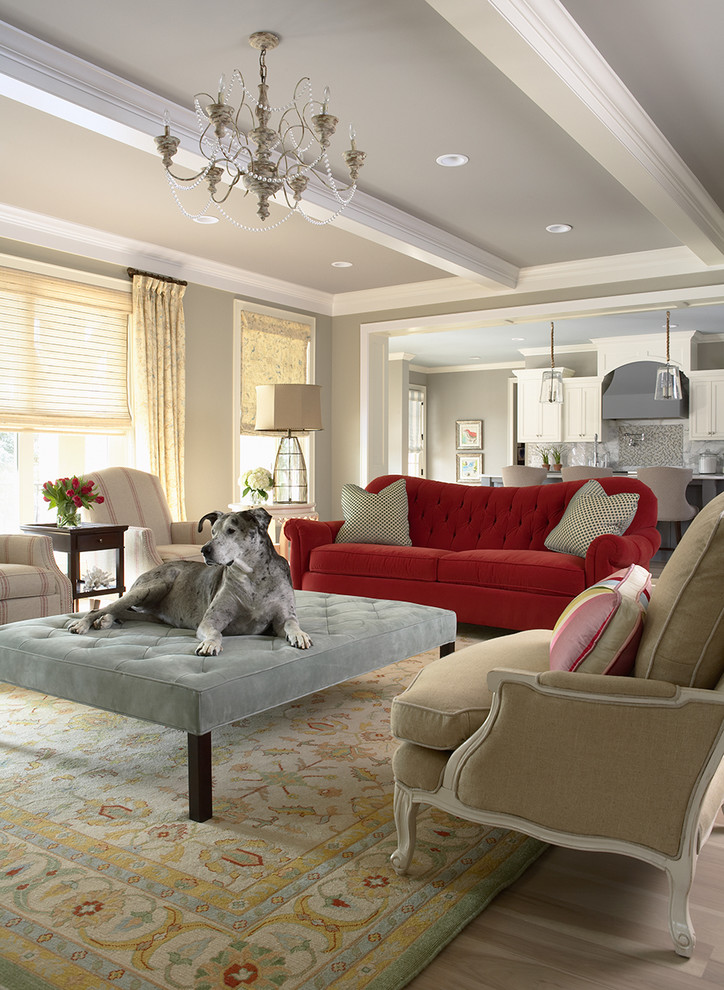 Elegant living room photo in Minneapolis with gray walls