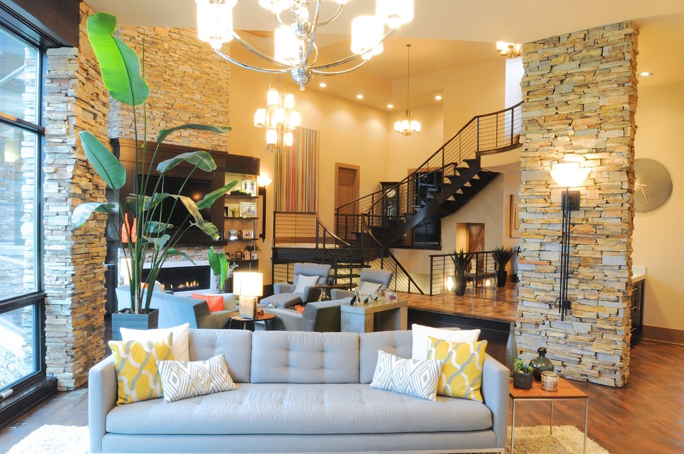 This is an example of a contemporary living room in Indianapolis.