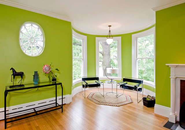 Bright Green Living Room - Eclectic - Living Room - Boston - by ...