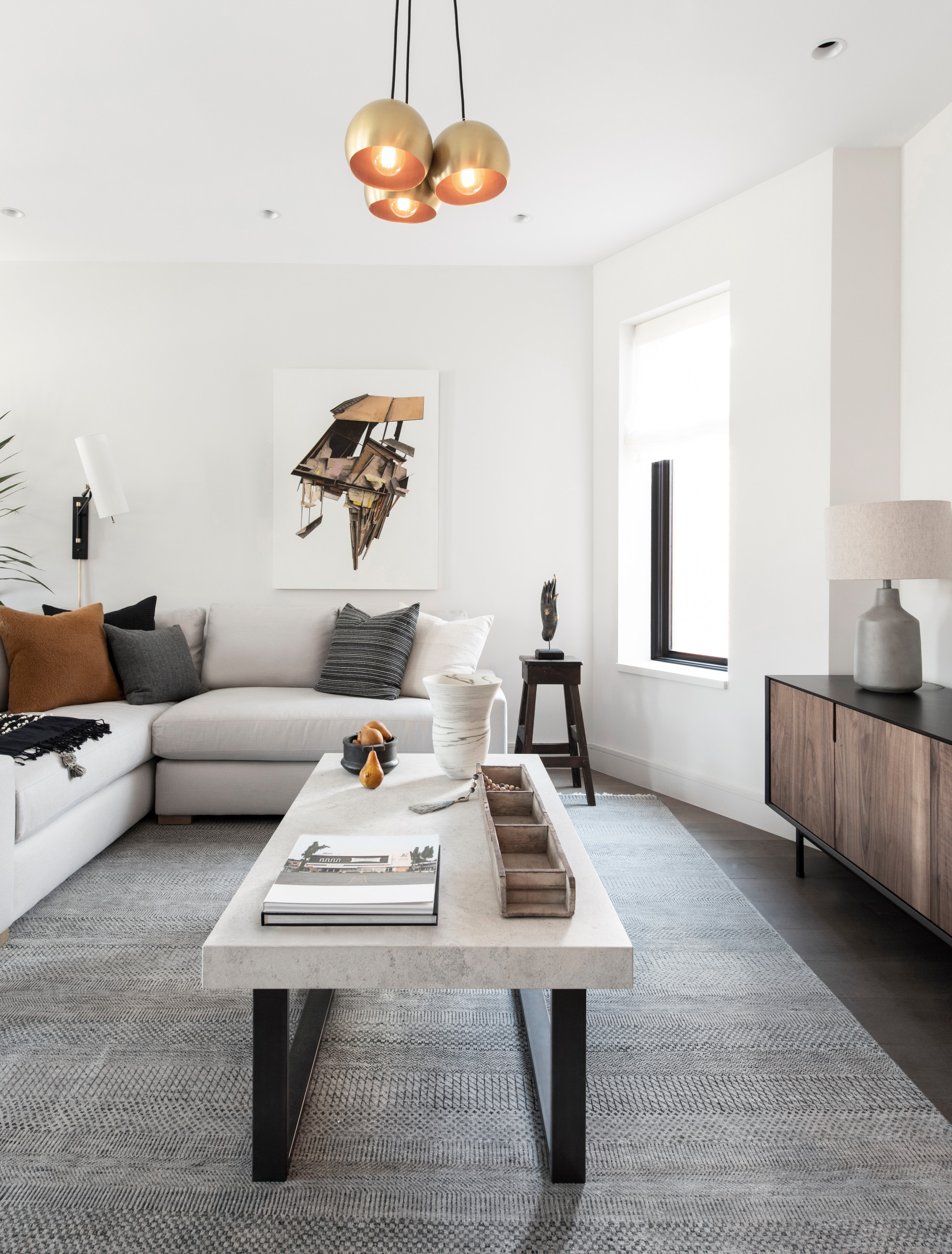 Camel and grey living room discount