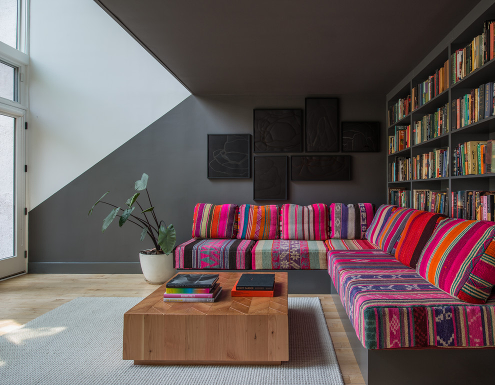Living room - contemporary living room idea in Portland