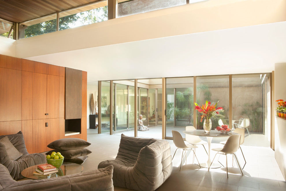 Inspiration for a 1950s open concept living room remodel in Los Angeles