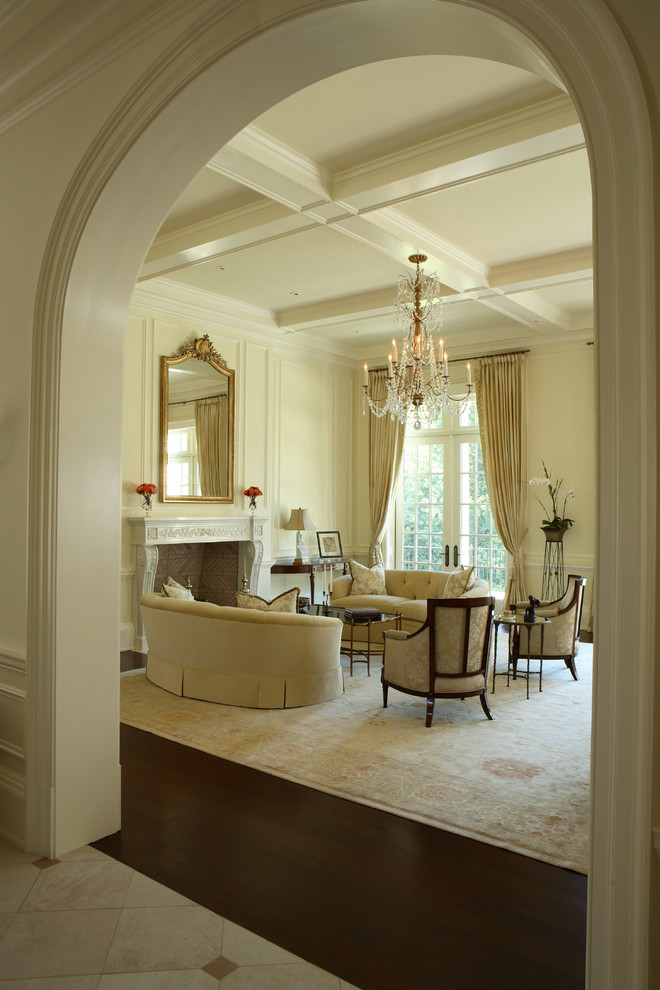 Inspiration for a traditional living room in Atlanta with yellow walls.