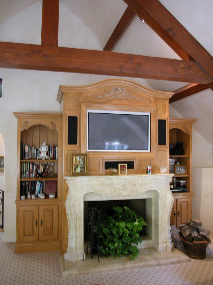 Builtin entertainment center French Country Living Room Los Angeles by The French