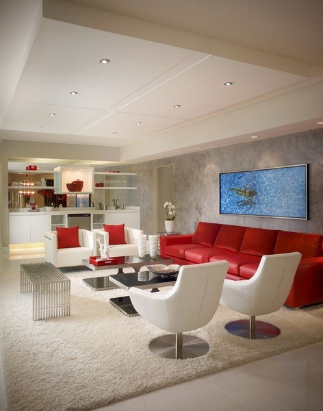 Example of a trendy living room design in Miami