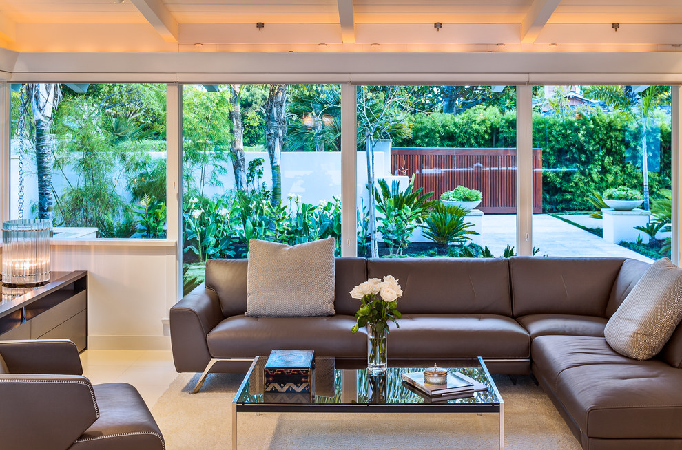 Midcentury open plan living room in Santa Barbara.