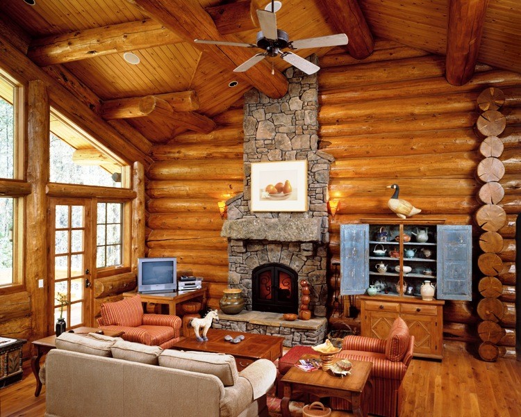 Photo of a rustic living room in Denver.