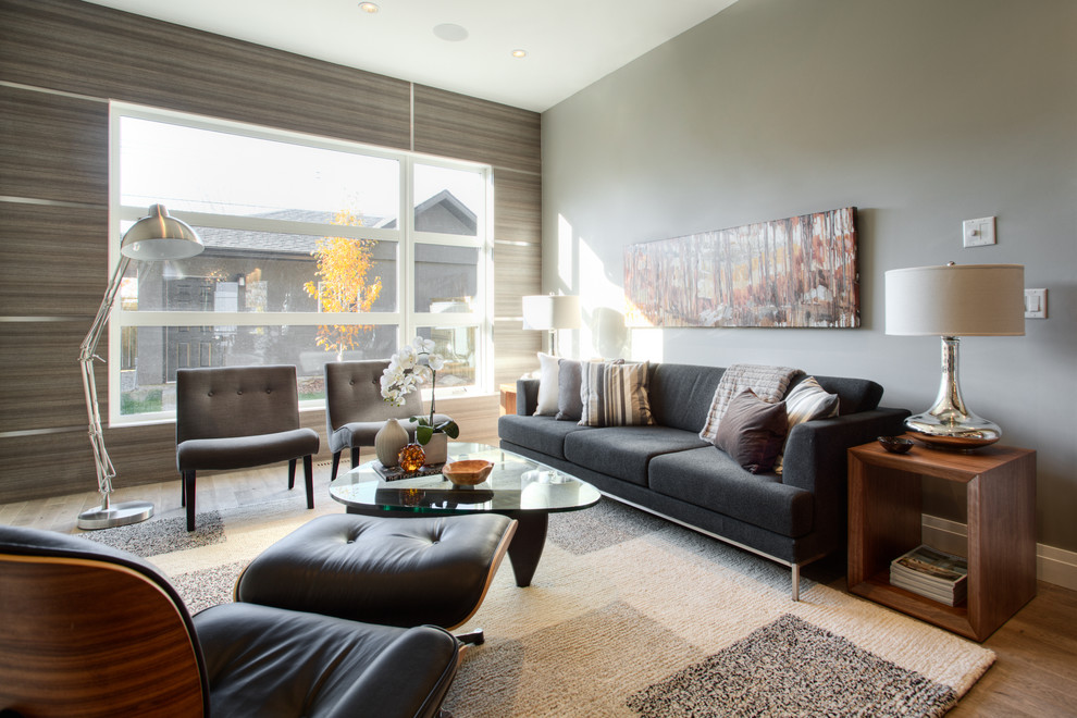 Photo of a contemporary living room in Calgary.