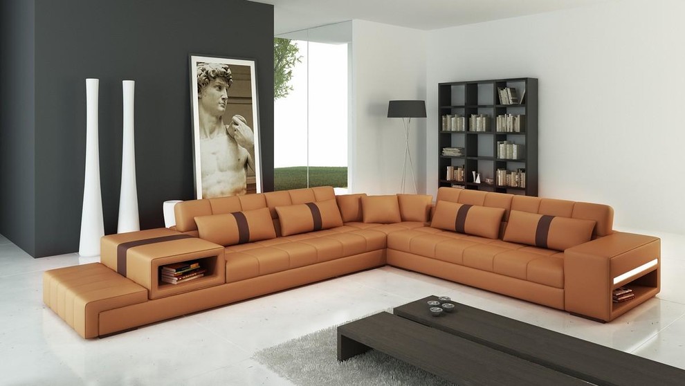 camel leather couch living room