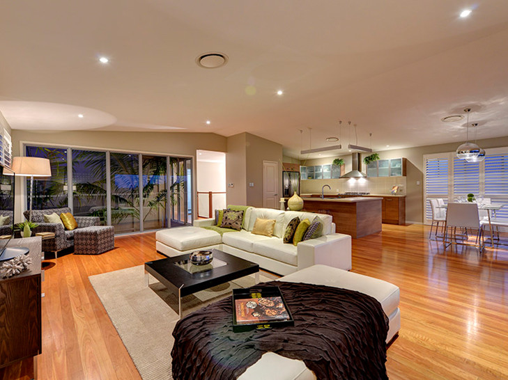 Trendy living room photo in Brisbane