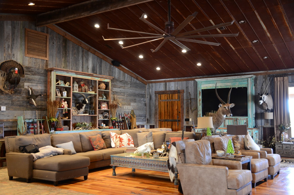 Camphouse Remodel Rustic Living Room Birmingham by Turnipseed