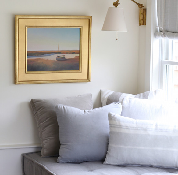 Transitional living room photo in Boston