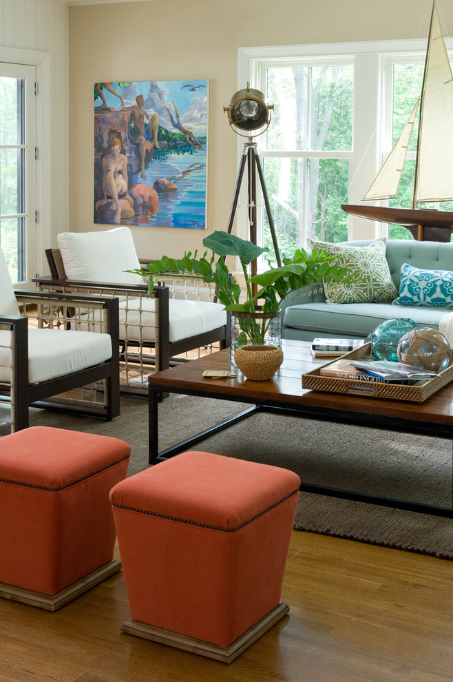 Inspiration for a timeless living room remodel in Portland Maine