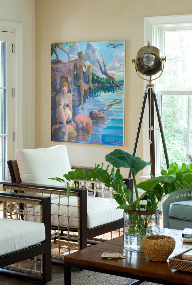 Elegant living room photo in Portland Maine