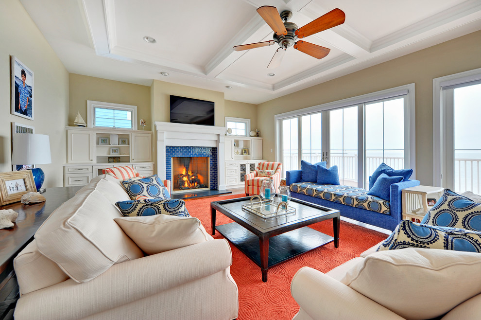 Design ideas for a coastal living room in Philadelphia.